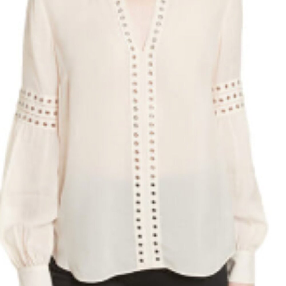 Veronica Beard - Cream Blouse w/ Grommet Detail Sz 2
